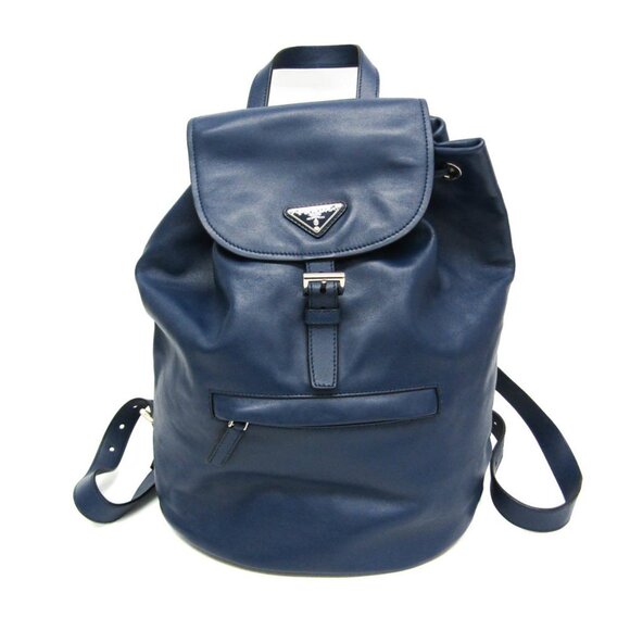 PRADA Blue Leather Backpack - Picture 1 of 14